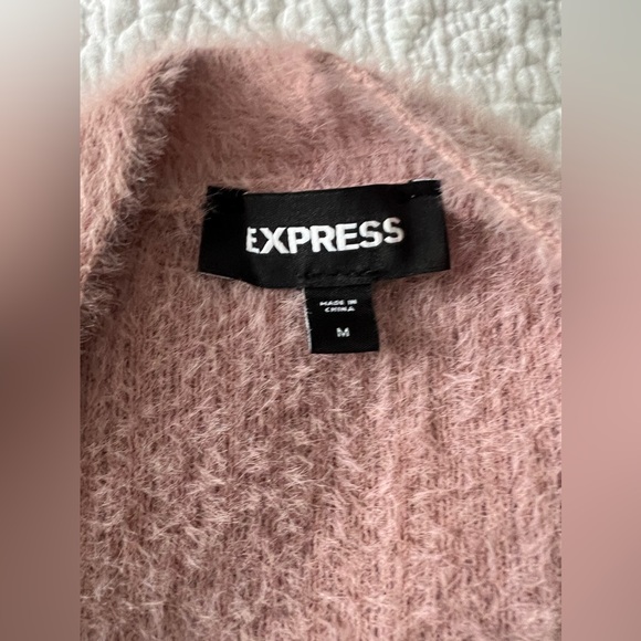 Express Dusty Pink TankTop Cami (NWT) and Cardigan Soft and Furry Sweater Set - Picture 5 of 11